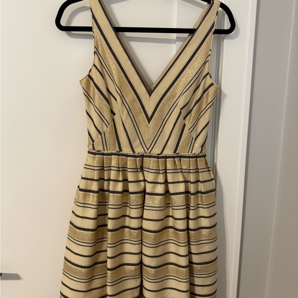 J.Crew Gold and Navy Striped Dress